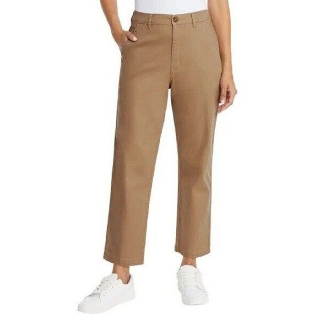 NWT G.H. Bass & Co. Ladies' Chino Ankle Pant Brown (Caribou)
